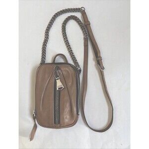 Aimee Kestenberg Tan Leather W/Chain Strap Organizer Crossbody Bag